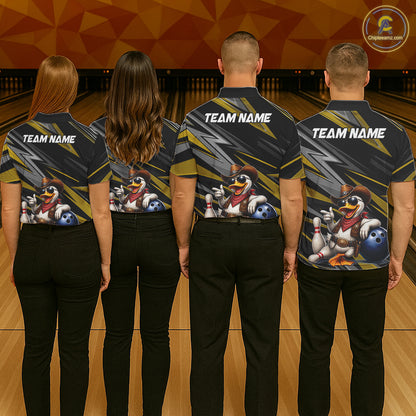 Personalized Team Jersey Women's Custom Cowboy Duck Bowling Polo & 1/4 Zip Shirt |Yellow NHT1207