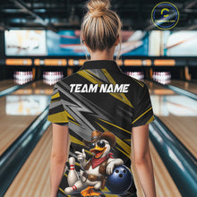 Load image into Gallery viewer, Personalized Team Jersey Women's Custom Cowboy Duck Bowling Polo &amp; 1/4 Zip Shirt |Yellow NHT1207
