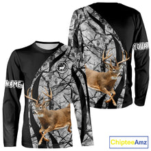 Load image into Gallery viewer, Deer Jumping Hunting 3D Black Gray Camo Custom Name All Over Print Shirt Hunting Shirts NHT206