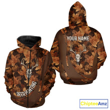 Load image into Gallery viewer, Skull Deer Hunting 3D Brown Camo Autumn Custom Name All Over Print Shirt Hunting Clothes NHT207