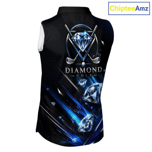Funny Sleeveless Womens Diamond Golf Polo Shirt –  Performance Golf Shirt,  Golf Top NHT878