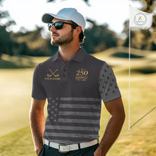 Load image into Gallery viewer, Black &amp; Gold American Flag Mens Golf Polo Shirts, Golf Gifts For Team NHT887