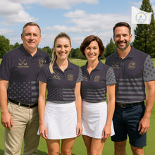 Load image into Gallery viewer, Black &amp; Gold American Flag Mens Golf Polo Shirts, Golf Gifts For Team NHT887