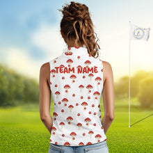 Load image into Gallery viewer, Funny Mushroom Sleeveless Womens Golf Polo Shirt, Personalized Mushroom Red White Pattern Golf Jersey NHT888