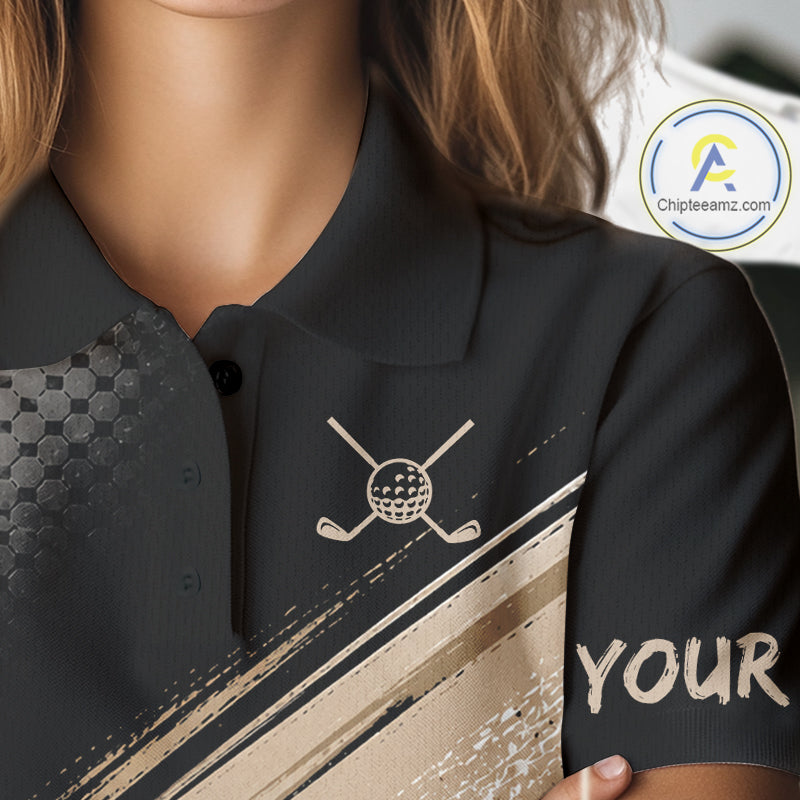 Funny Raccoon Golf Polo Shirt Custom Name Golf Beer Polo Gift For Women Black Beige Golf Jersey  NHT891