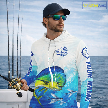 Mahi Mahi Fishing Long Sleeve Hooded Gift For Men Deep Sea Saltwater Angler Ocean Adventure 