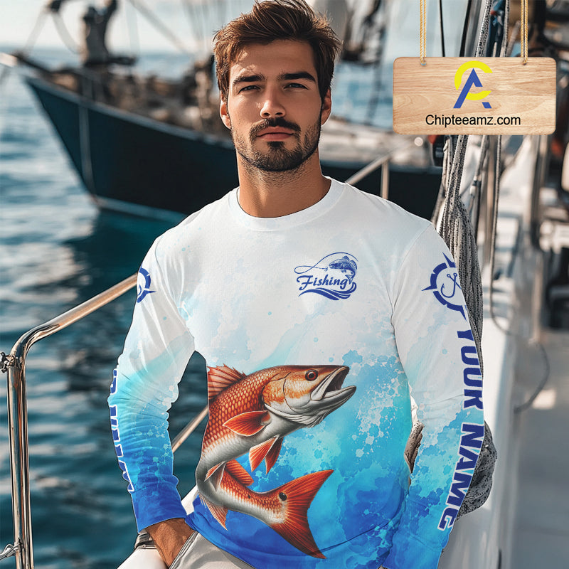 Redfish Fishing Long Sleeve Gift For Men Deep Sea Saltwater Angler Ocean Adventure 