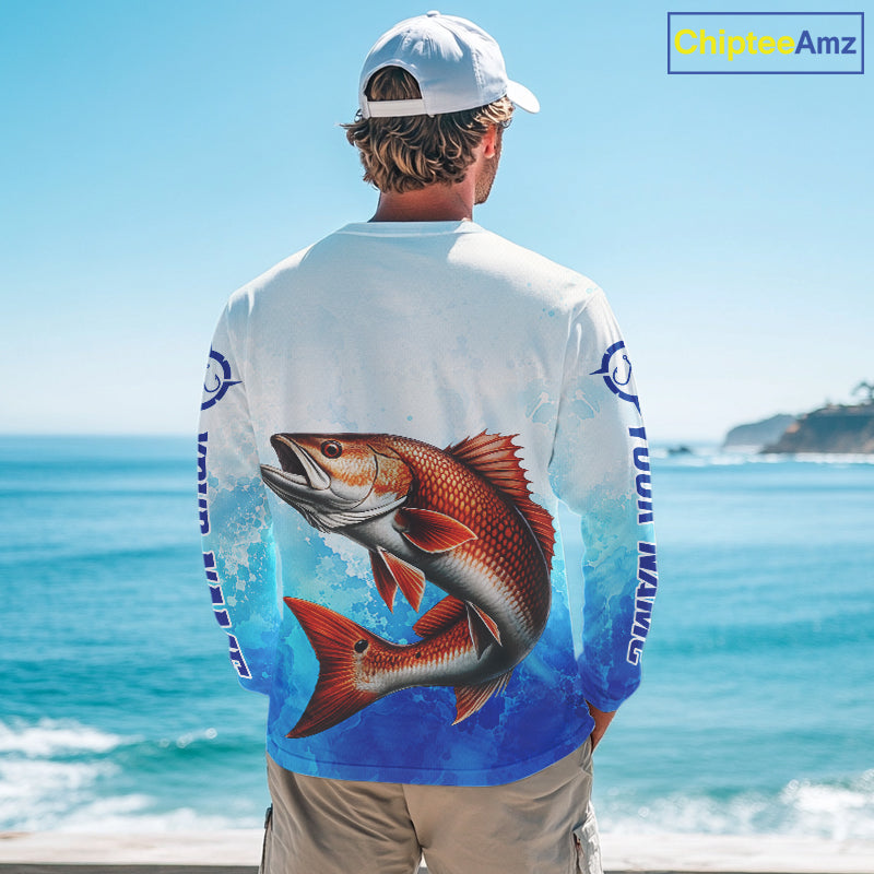 Redfish Fishing Long Sleeve Gift For Men Deep Sea Saltwater Angler Ocean Adventure 