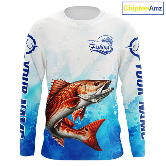 Redfish Fishing Long Sleeve Gift For Men Deep Sea Saltwater Angler Ocean Adventure 
