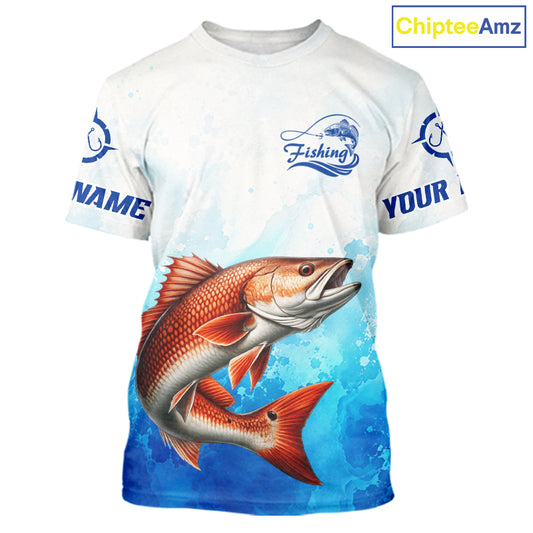 Redfish Fishing T-shirts Gift For Men Deep Sea Saltwater Angler Ocean Adventure 