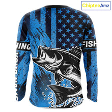 Load image into Gallery viewer, Bass Fishing American Camo Custom Name UV Protection Long Sleeves Shirt, Bass Fishing Jersey NHT530