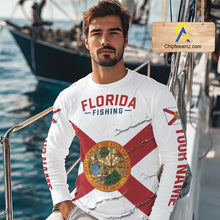 Load image into Gallery viewer, Florida Fishing Shirt Patriotic Florida Flag Long Sleeve UV Protection Fishing Jersey