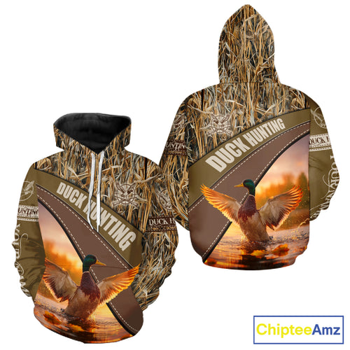 Mallard Duck Hunting Shirt Camo Custom Name Hunting Clothes For Hunters Best Gift NHT114