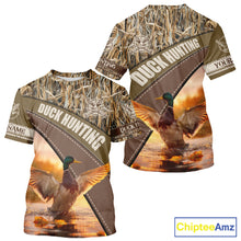 Load image into Gallery viewer, Mallard Duck Hunting Shirt Camo Custom Name Hunting Clothes For Hunters Best Gift NHT114