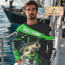 Load image into Gallery viewer, Custom Largemouth Bass Fishing Jerseys, Largemouth Bass Fishing Shirts Long Sleeve For Men|Green NHT727