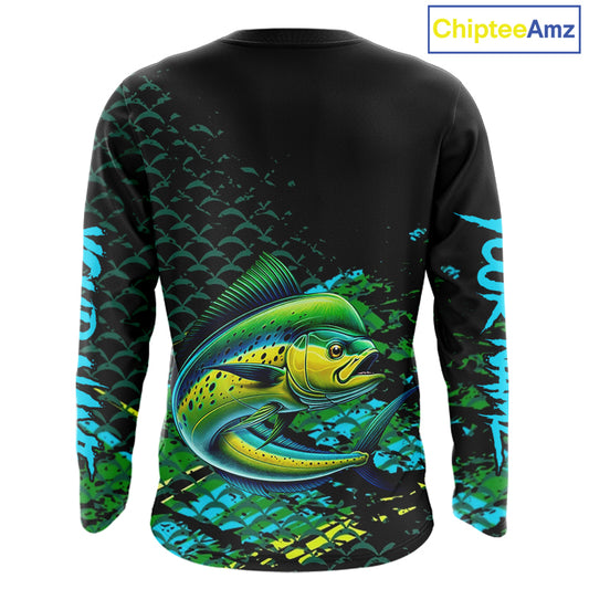 Mahi Mahi Fishing Custom 3D UV Protection Fishing Shirt, Mahi Mahi Long Sleeve Fishing Shirt NHT409