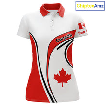 Load image into Gallery viewer, Personalized White And Red Canada Flag Womens Golf Polo Shirt, Patriotic Gifts For Golf Lover  NHT735