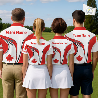 Personalized White And Red Canada Flag Mens Golf Polo Shirt, Patriotic Gifts For Golf Lover NHT735