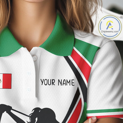 Mexican Flag White Golf Pattern Womens Polo Shirt Patriotic Womens Golf Shirt Mexico Golf Gifts NHT737