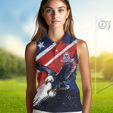 Load image into Gallery viewer, Womens Sleeveless Golf Polo Shirt Custom American Eagle Golf Shirts Personalized Golf Clubs Team Golf Top NHT902