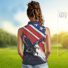 Load image into Gallery viewer, Womens Sleeveless Golf Polo Shirt Custom American Eagle Golf Shirts Personalized Golf Clubs Team Golf Top NHT902