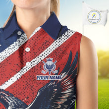 Load image into Gallery viewer, Womens Sleeveless Golf Polo Shirt Custom American Eagle Golf Shirts Personalized Golf Clubs Team Golf Top NHT902