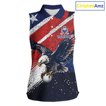 Load image into Gallery viewer, Womens Sleeveless Golf Polo Shirt Custom American Eagle Golf Shirts Personalized Golf Clubs Team Golf Top NHT902