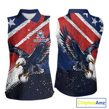 Load image into Gallery viewer, Womens Sleeveless Golf Polo Shirt Custom American Eagle Golf Shirts Personalized Golf Clubs Team Golf Top NHT902