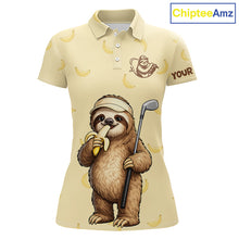 Load image into Gallery viewer, Funny Sloth Banana Womens Golf Polo Shirt Custom Golf Jerseys, Golf Apparel Gift For Golf Lovers NHT907