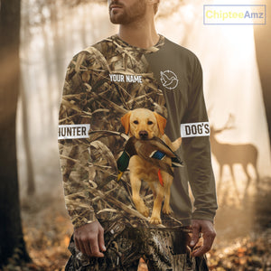 Duck Hunting Brown Camo Shirt With Yellow Lab For Duck Hunter - Beautiful Duck Hunting Gifts NHT228