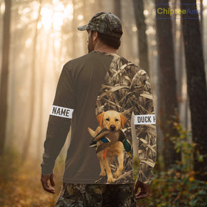 Duck Hunting Brown Camo Shirt With Yellow Lab For Duck Hunter - Beautiful Duck Hunting Gifts NHT228