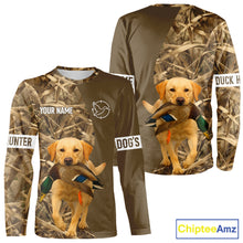 Load image into Gallery viewer, Duck Hunting Brown Camo Shirt With Yellow Lab For Duck Hunter - Beautiful Duck Hunting Gifts NHT228