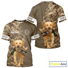 Load image into Gallery viewer, Duck Hunting Brown Camo Shirt With Yellow Lab For Duck Hunter - Beautiful Duck Hunting Gifts NHT228