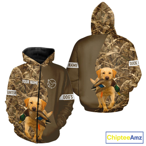 Duck Hunting Brown Camo Shirt with Yellow Lab – All Over Print Design, Gift for Hunters NHT228