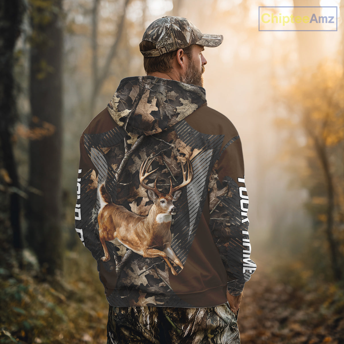 Whitetail Deer Jumping 3D All Over Print Shirts, Gift for Deer Hunters Men, Hunting Hoodie NHT355