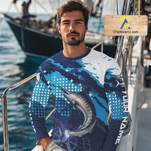 Load image into Gallery viewer, Custom Marlin Long Sleeve Fishing Shirts For Men, Design Marlin Fishing Jerseys NHT466