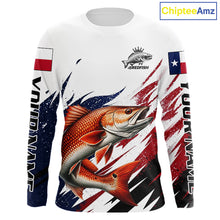 Load image into Gallery viewer, Custom Texas Flag Redfish Fishing Shirts, Texas Red Drum Fishing Shirts Long Sleeve For Team NHT913
