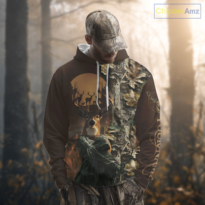 Best Brown Deer Hunting Shirt 3D All-Over Print with Camo, Grim Reaper For Deer Hunters NHT25
