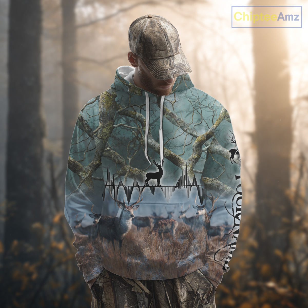 Deer Hunting Shirt 3D All-Over Print with Deer & Forest Camo For Deer Hunters – Custom Name  NHT26