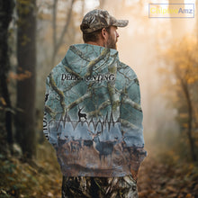 Load image into Gallery viewer, Deer Hunting Shirt 3D All-Over Print with Deer &amp; Forest Camo For Deer Hunters – Custom Name  NHT26