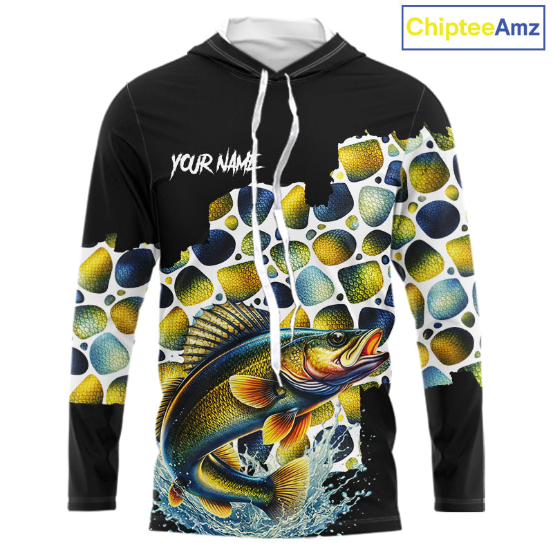 Personalized Walleye Fishing Shirt Long Sleeve, Fishing Shirts For Men NHT413