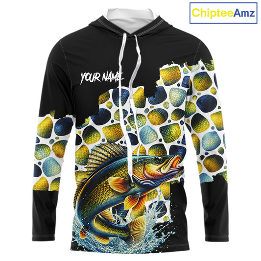 Personalized Walleye Fishing Shirt Long Sleeve, Fishing Shirts For Men NHT413