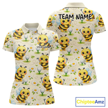 Funny Womens Golf Polo Shirt Custom Bee Pattern, Bee Golf Shirts For Team NHT541