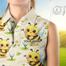 Load image into Gallery viewer, Funny Golf Womens Sleeveless Polo Shirt Custom Bee Pattern, Bee Golf Shirts For Team NHT541