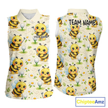 Load image into Gallery viewer, Funny Golf Womens Sleeveless Polo Shirt Custom Bee Pattern, Bee Golf Shirts For Team NHT541