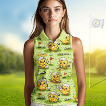 Load image into Gallery viewer, Funny Chicken Golf Sleeveless Polo Shirt For Womens, Cute Chicken With Golf Shirts For Team NHT542