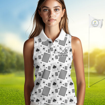 Personalized Poker Sleeveless Womens Golf Polo Shirt Funny Golf Top For Team, Golfer Gift For Womens NHT754