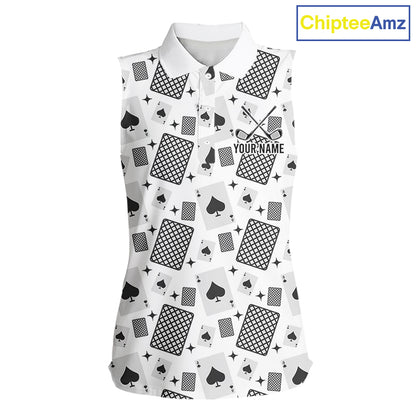 Personalized Poker Sleeveless Womens Golf Polo Shirt Funny Golf Top For Team, Golfer Gift For Womens NHT754