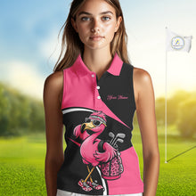 Load image into Gallery viewer, Funny Pink Flamingo Golf Sleeveless Polo Shirt For Womens, Custom Flamingo Golf Shirt For Team NHT543