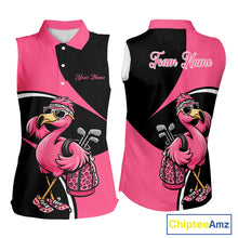 Load image into Gallery viewer, Funny Pink Flamingo Golf Sleeveless Polo Shirt For Womens, Custom Flamingo Golf Shirt For Team NHT543